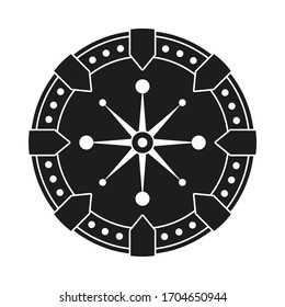 Black and white fantasy shield. Medieval festival props. Fairy tale theme vector illustration for icon, stamp, label, certificate, gift card, invitation, coupon or sale banner decoration