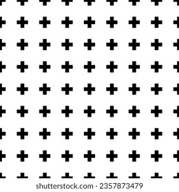 Black and white fashion print patterns made with '+' plus sign.Seamless geometric monochrome cross pattern.X pattern background