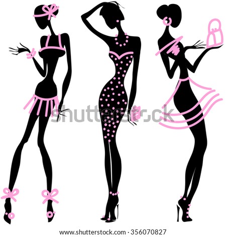 Black White Fashion Silhouette Color Details Stock Vector (Royalty Free