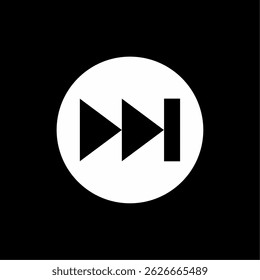 Black and White Fast Forward Button Icon for Media Applications
