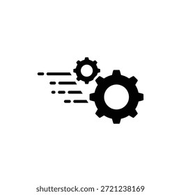 Icono de engranajes de proceso rápido en blanco y negro