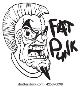 black and white fat punk cartoon