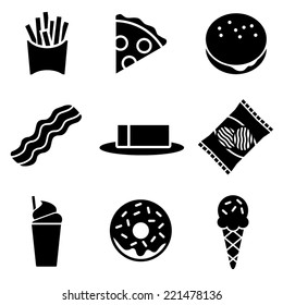 Black and White Fatty Food Icons