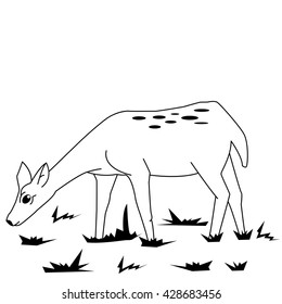 black and white fawn in a field cartoon