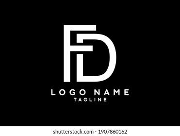 Black white FD initial letters logo design
