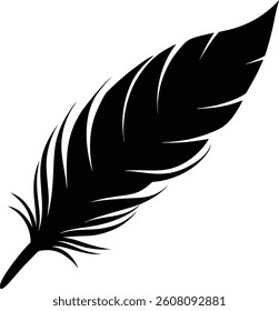 Black and White Feather Illustration Vector Graphic Design , Silhouette Feather.