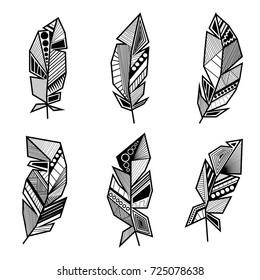 black and white feathers in geometric style