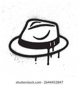 Black and White Fedora Hat Graffiti with Paint Splatter and Drips.