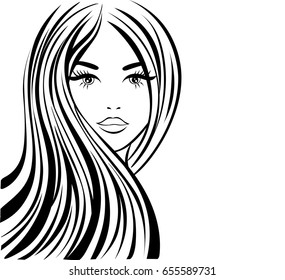 Black and white female face. 