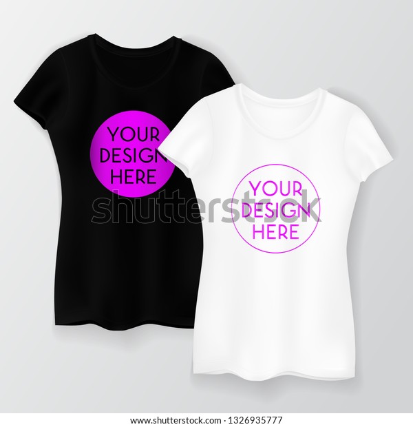 Download Black White Female T Shirt Mockup Stock Vector Royalty Free 1326935777