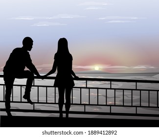 Black white figure of romantic man waiting on the bridge, sea, sunset, sunrise, morning nature, evening sunset, AdventureIsAgeless
