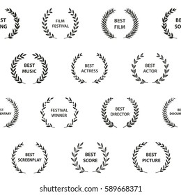 Black and white film award wreaths. Seamless pattern. Vector illustration. svg