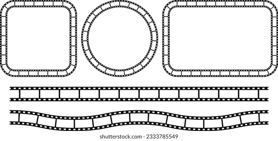 black white film strip frame set