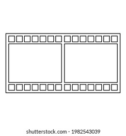 black and white film strip on white background. two blank photo frames