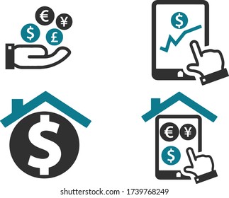 black and white financial business icon