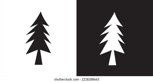 black and white fir tree vector