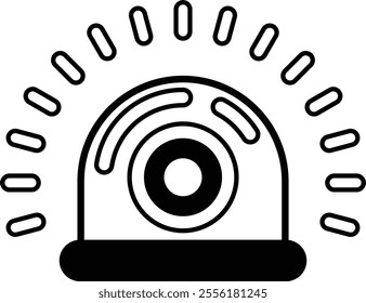 A black and white fire alarm with a background