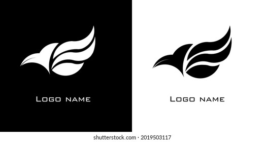 logotipo del vector de los vectores de aves de fuego en blanco y negro