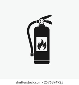 Black and white fire extinguisher icon