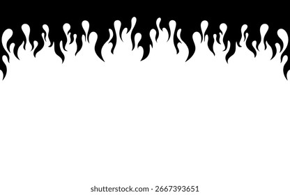 Frontera de llamas de fuego blanco y negro	
