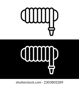 black and white fire hose icon for graphic and web design