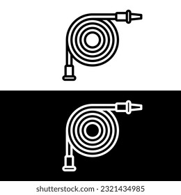 black and white fire hose icon for graphic and web design