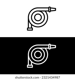 black and white fire hose icon for graphic and web design