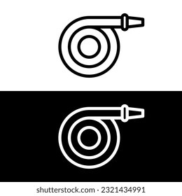 black and white fire hose icon for graphic and web design