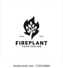 Black and White Fire Leaf Logo design inspiration