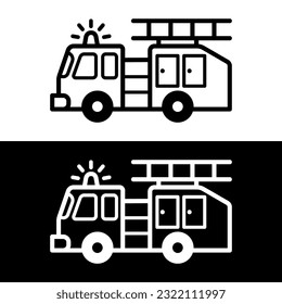 black and white fire truck icon vector logo template