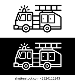 black and white fire truck icon 