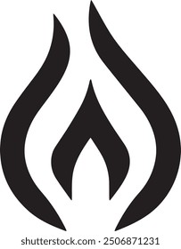 A black and white fire vector image suitable for multipurpose use. The design is clean and minimalistic, making it versatile for a range of applications including logos, icons, and graphic designs.