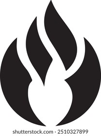 A black and white fire vector image designed for multipurpose use. Its clean, minimalistic design makes it versatile for various applications, including logos, icons, and graphic designs