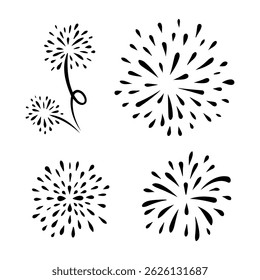Explosões de fogos de artifício em preto e branco