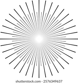 Black and White Firework. Flat Vector Illustration Isolated on White Background