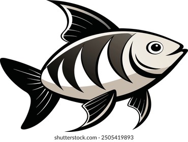 Ein schwarz-weißer Fisch