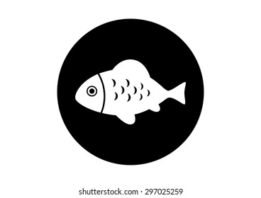 Black and white fish icon on white background  