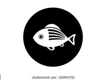 Black and white fish icon on white background  