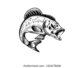 Black and White Fish Illustration 