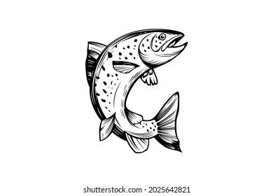 schwarz-weißer Fisch, Vektorgrafik