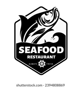 The black and white fish logo is suitable for fish logos