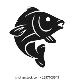 Black and white fish on a white background in vector EPS8