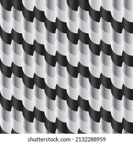 black and white fish scale geometric pattern
