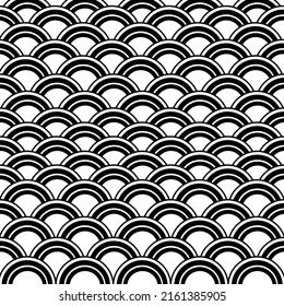 Black and white fish scale pattern for background.