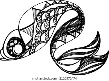 Black and white Fish from side 