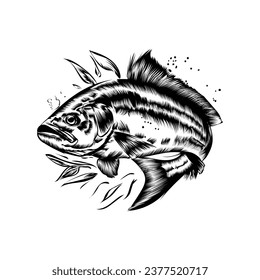 black and white fish Vector design