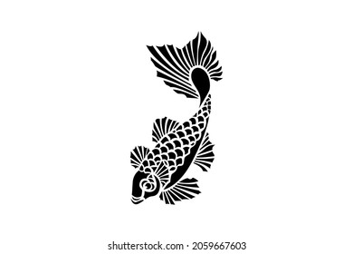 black and white fish vector drawing