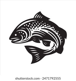 Vector de pescado blanco y negro sobre fondo blanco