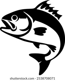  Black and white fish vector on white background