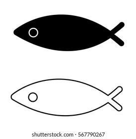 Black and white fish vector seamless pattern.